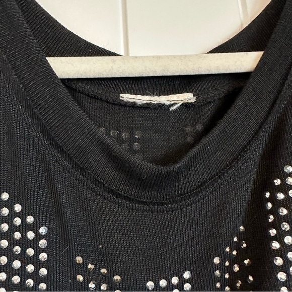 Embellished beaded sparkly silver black long sleeve dressy top, size XL - Picture 5 of 10